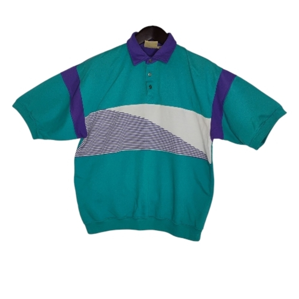 162. St. John's Bay Vintage Polo Shirt Size Large For Men Light Blue And Purple